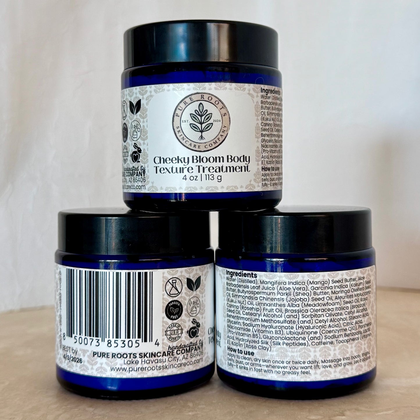 Cheeky Bloom Texture Treatment | Unscented Botanical Body Crème for Smoother-Feeling Skin