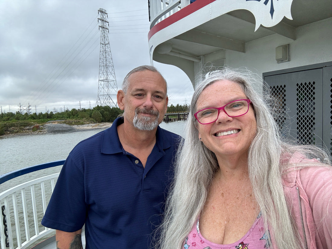 Shawn & Lyn on a paddlewheel ship along the Mississippi river.